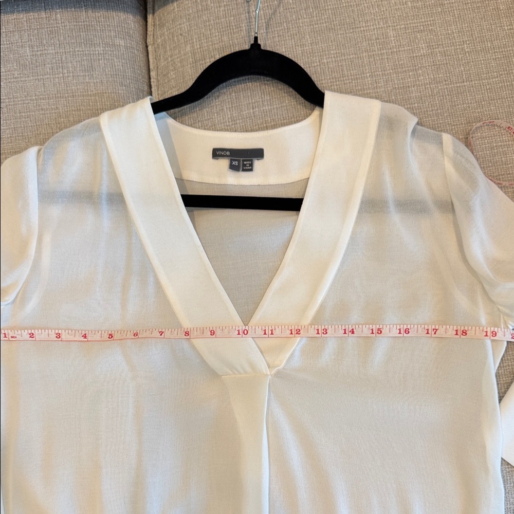 Vince Cream V-Neck Blouse - Picture 6 of 7